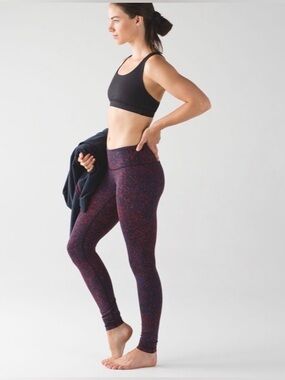 Lululemon Wunder Under Pant III in Splatter Prep Red Sapphire Blue